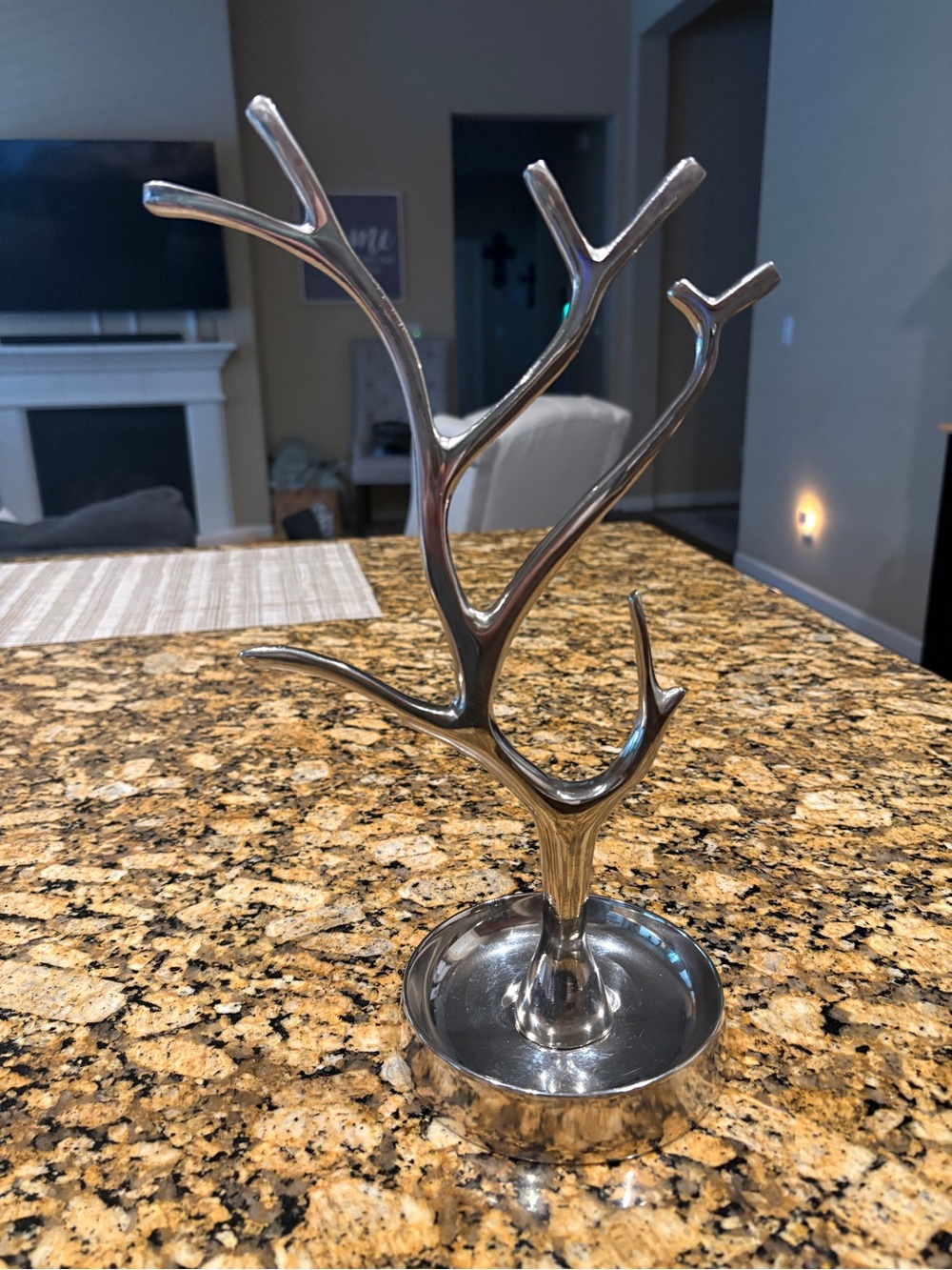 Silver Metal Jewelry Tree Stand - Elegant Branch Design